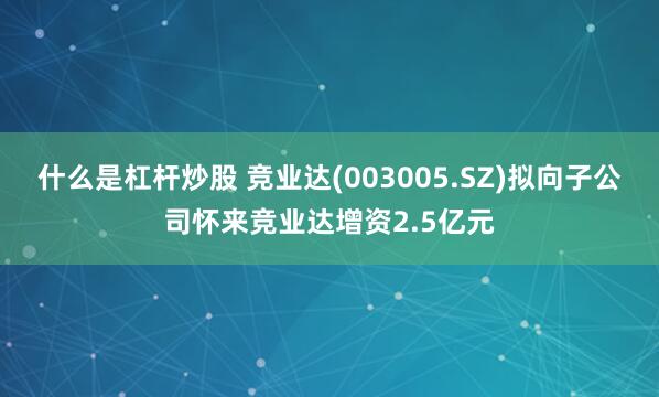 什么是杠杆炒股 竞业达(003005.SZ)拟向子公司怀来竞业达增资2.5亿元