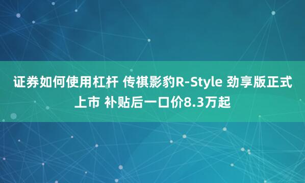 证券如何使用杠杆 传祺影豹R-Style 劲享版正式上市 补贴后一口价8.3万起