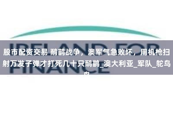 股市配资交易 鸸鹋战争，澳军气急败坏，用机枪扫射万发子弹才打死几十只鸸鹋_澳大利亚_军队_鸵鸟