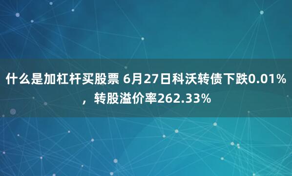 什么是加杠杆买股票 6月27日科沃转债下跌0.01%，转股溢价率262.33%